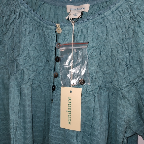 NWT Sundance Lodi Henley Top Brittany Blue Green Blouse - Picture 5 of 8